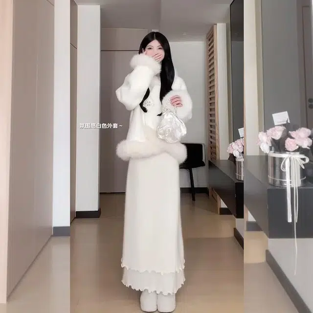 松本丧丧 名媛新中式千金绒感外套 女款 杏色