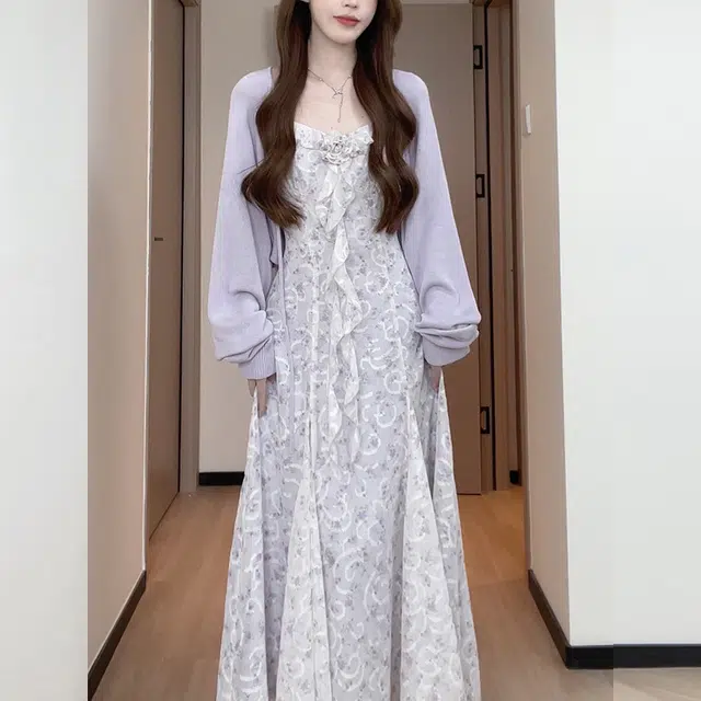 松本丧丧 紫色纯欲氛围感开衫外套 仙女温柔慵懒风针织衫 女款