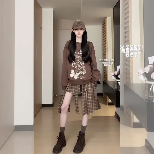 松本丧丧 蝴蝶结美式复古潮流慵懒风女秋季新款百搭显瘦卫衣日韩系穿搭 女款