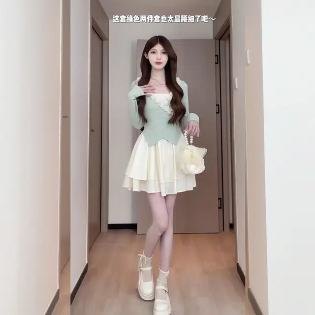松本丧丧 梦幻花边交叉设计 舒适休闲显瘦仙女上衣针织衫 女款