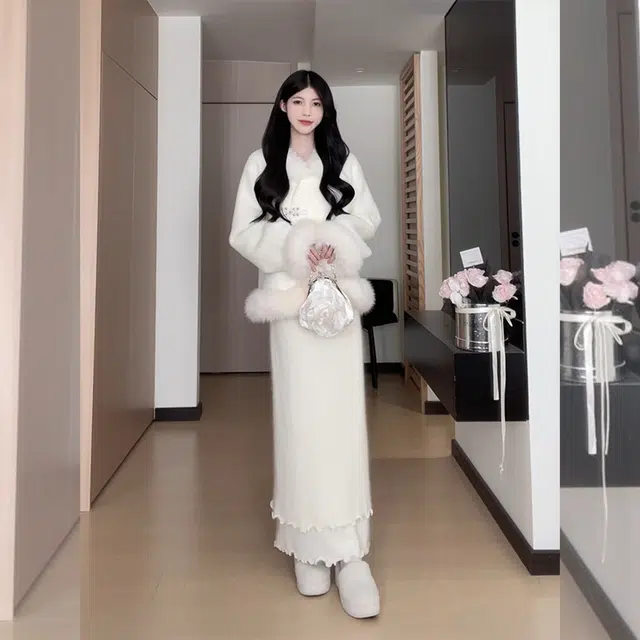 松本丧丧 名媛新中式千金绒感外套 女款 杏色