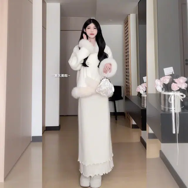 松本丧丧 名媛新中式千金绒感外套 女款 杏色
