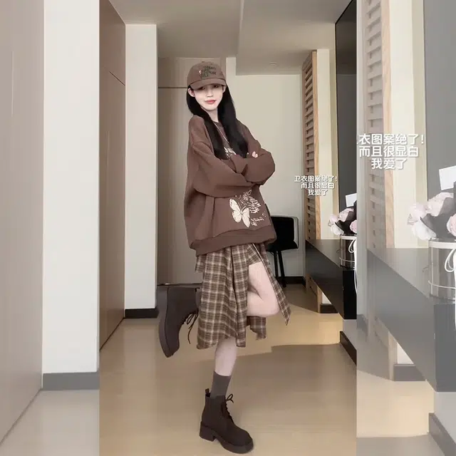 松本丧丧 蝴蝶结美式复古潮流慵懒风女秋季新款百搭显瘦卫衣日韩系穿搭 女款