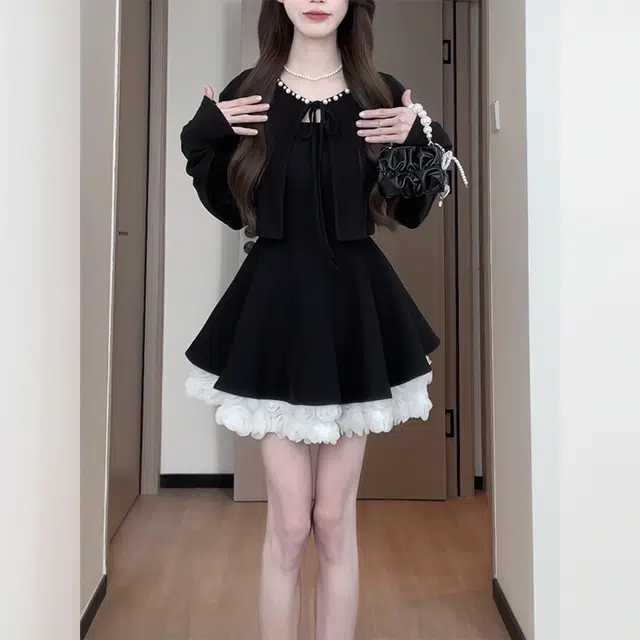 松本丧丧 韩版珍珠拼接 设计感修身舒适百搭时尚上衣针织衫 女款