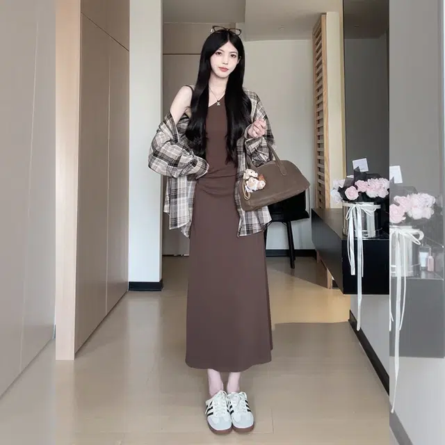 松本丧丧 秋季宽松新款休闲复古格子 女港风设计感小众长袖衬衣衬衫 女款