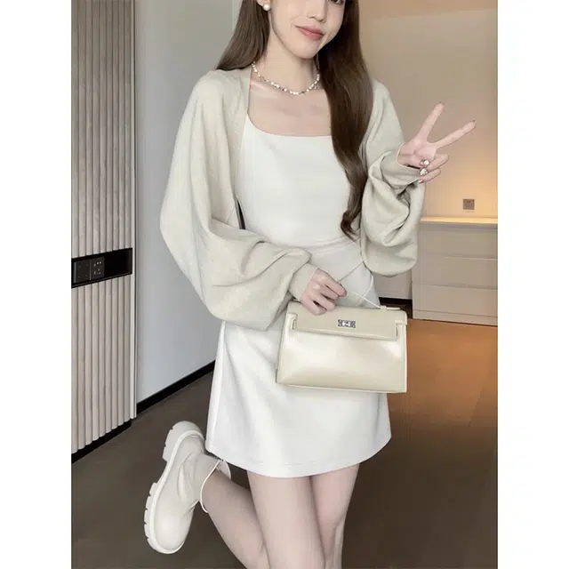 松本丧丧 秋冬纯色开衫宽松针织衫毛衣外套 女款