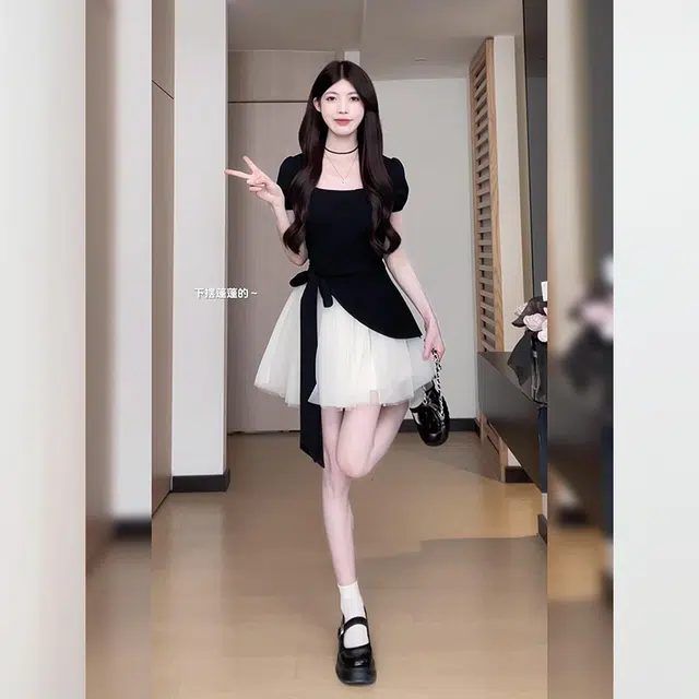 松本丧丧 气质舒适时尚短袖连衣裙 女款