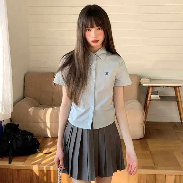 东鲸岁时记 绝美高级感短袖衬衫 女款 清律中蓝色