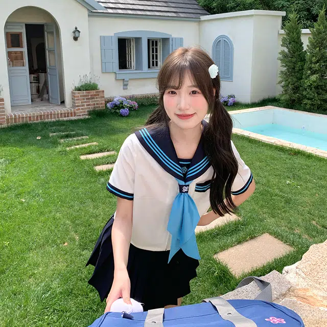 东鲸岁时记 水手服清新甜美可爱学院风海军领短袖上衣制服 女款