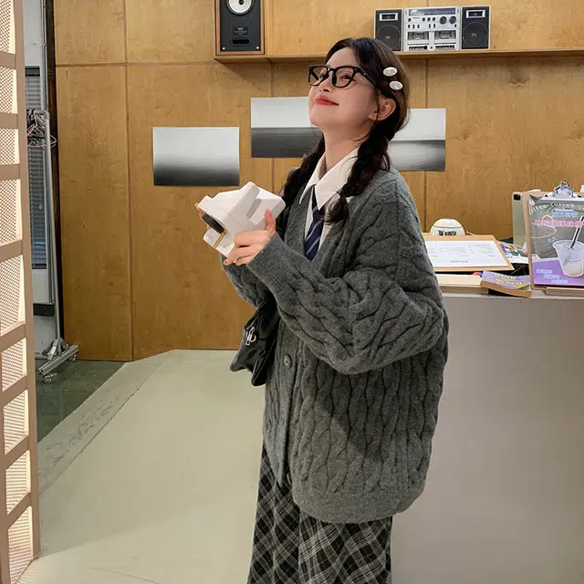 东鲸岁时记 学院风格纹松弛感通勤休闲长裙 女款 黑灰长裙