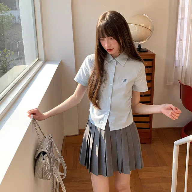 东鲸岁时记 绝美高级感短袖衬衫 女款 清律中蓝色