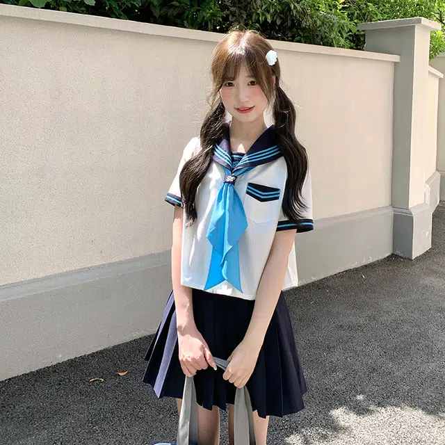 东鲸岁时记 水手服清新甜美可爱学院风海军领短袖上衣制服 女款