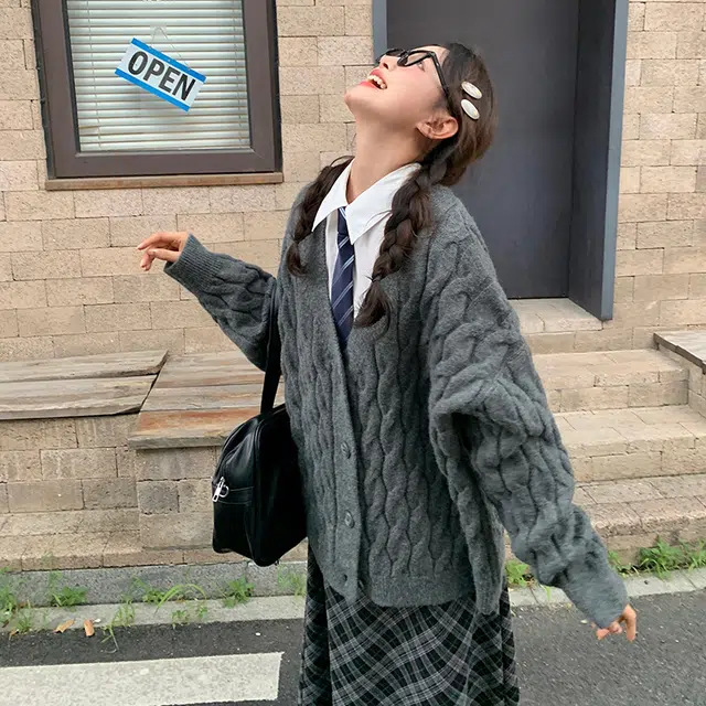 东鲸岁时记 学院风格纹松弛感通勤休闲长裙 女款 黑灰长裙
