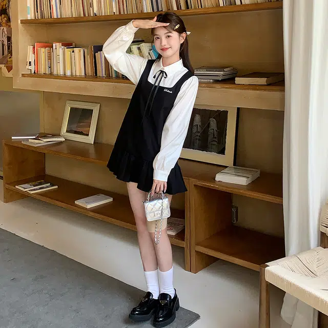 东鲸岁时记 优雅日常简约气质女设计感显瘦小个子基础款裙子毕业季长袖连衣裙 女款 礼盒装