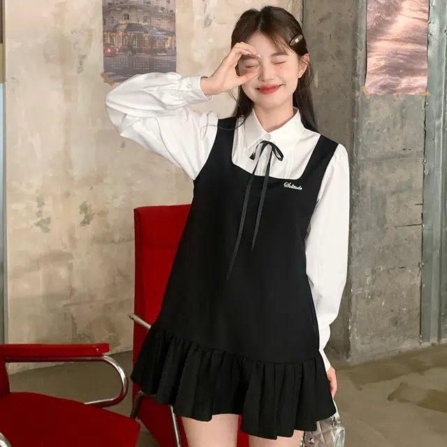 东鲸岁时记 优雅日常简约气质女设计感显瘦小个子基础款裙子毕业季长袖连衣裙 女款 礼盒装