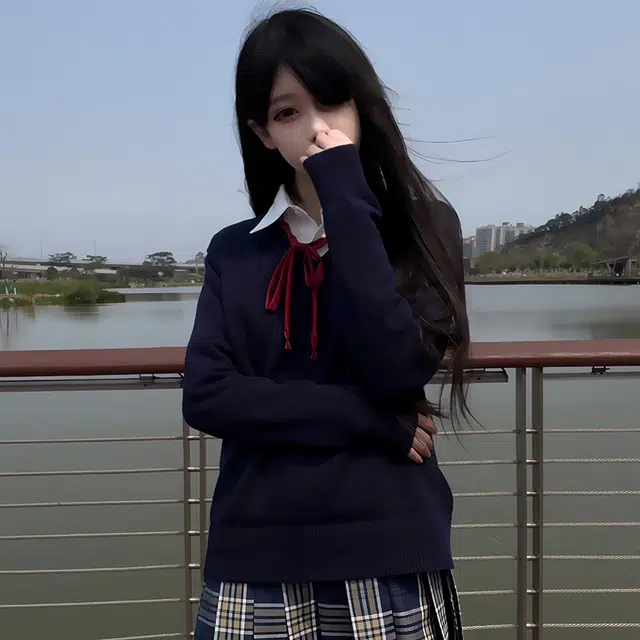东鲸岁时记 学院风纯色套头简约休闲毛衣 女款 藏青色