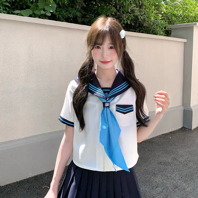 东鲸岁时记 水手服清新甜美可爱学院风海军领短袖上衣制服 女款