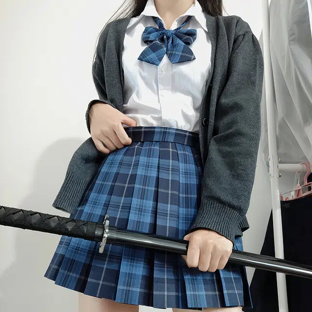 东鲸岁时记 日系复古制服格纹短款百搭学生百褶鲸落半身裙