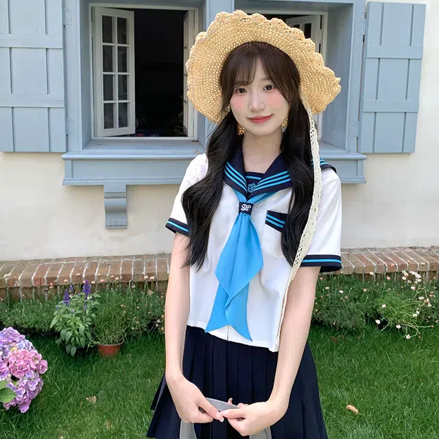 东鲸岁时记 水手服清新甜美可爱学院风海军领短袖上衣制服 女款