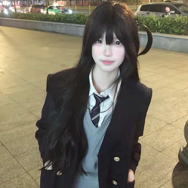 东鲸岁时记 学院风保暖慵懒风甜美温柔长袖大衣复古套头针织马甲经典格子百褶裙制服 女款