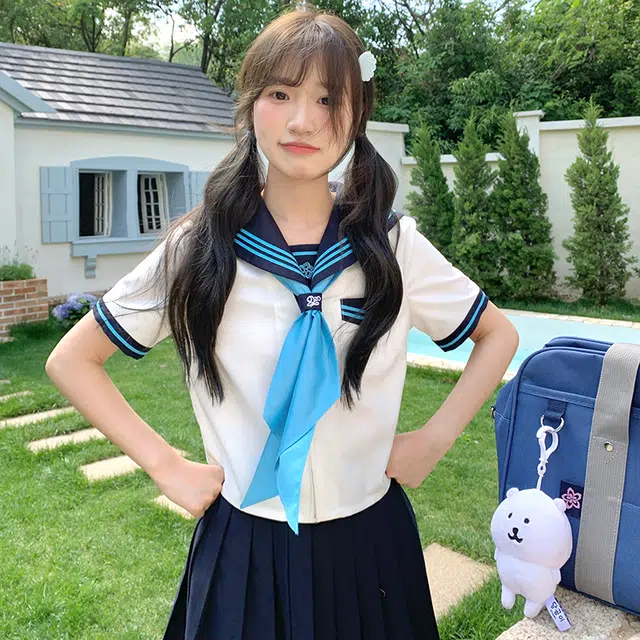 东鲸岁时记 水手服清新甜美可爱学院风海军领短袖上衣制服 女款