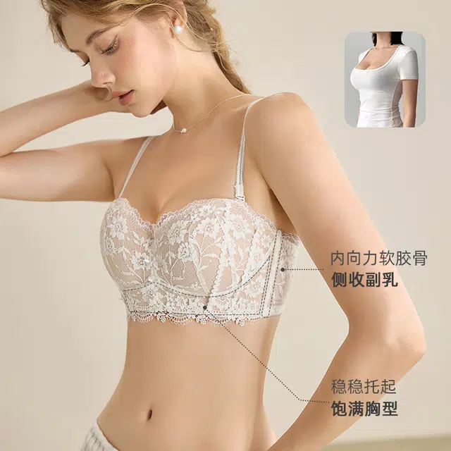 内在密码 蕾丝内衣女半杯聚拢小胸显大无钢圈上托收副乳法式纯欲文胸 女款