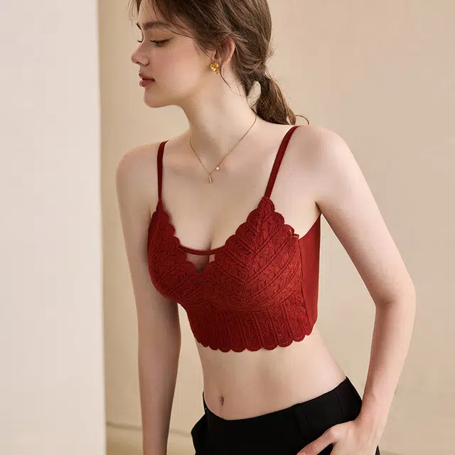 内在密码 法式蕾丝红色小胸聚拢本命年无钢圈防下垂性感内衣 女款