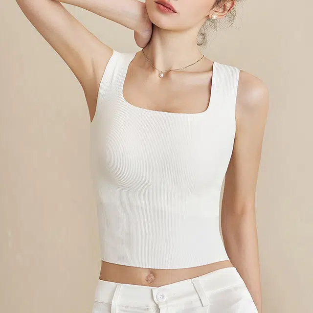 内在密码 方领免穿文胸一体背心女带胸垫遮副乳宽肩防走光夏季薄款显瘦美背吊带