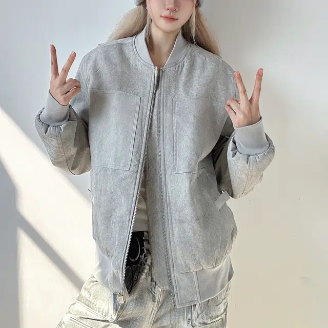 地界二 美式复古高街满印扎染夹克外套 男女同款