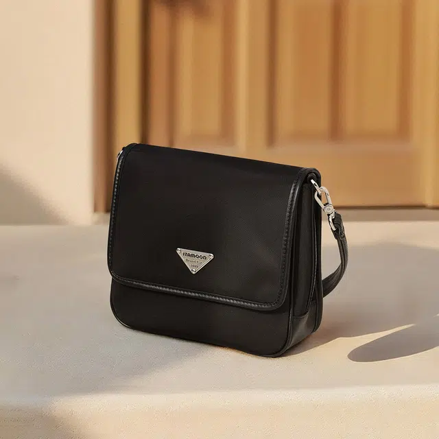 妙迪 复古时尚简约气质百搭小方包 织物 单肩腋下斜挎包 女款 子夜黑