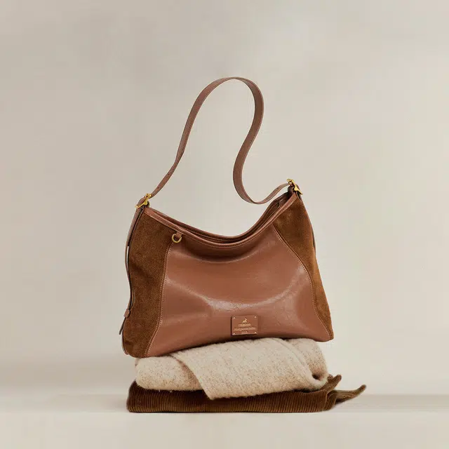 妙迪 通勤大容量托特包 牛皮革 单肩包 常规 女款 焦糖棕