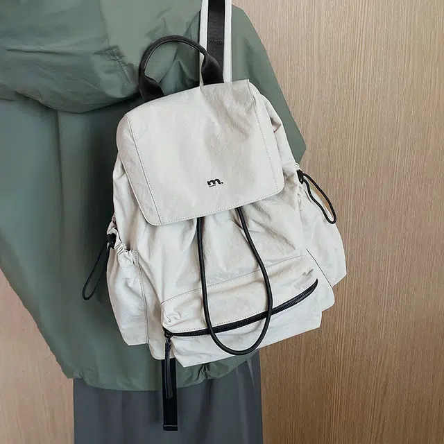 妙迪 时尚潮流百搭 织物 双肩包 常规 男女同款情侣款 椰青灰