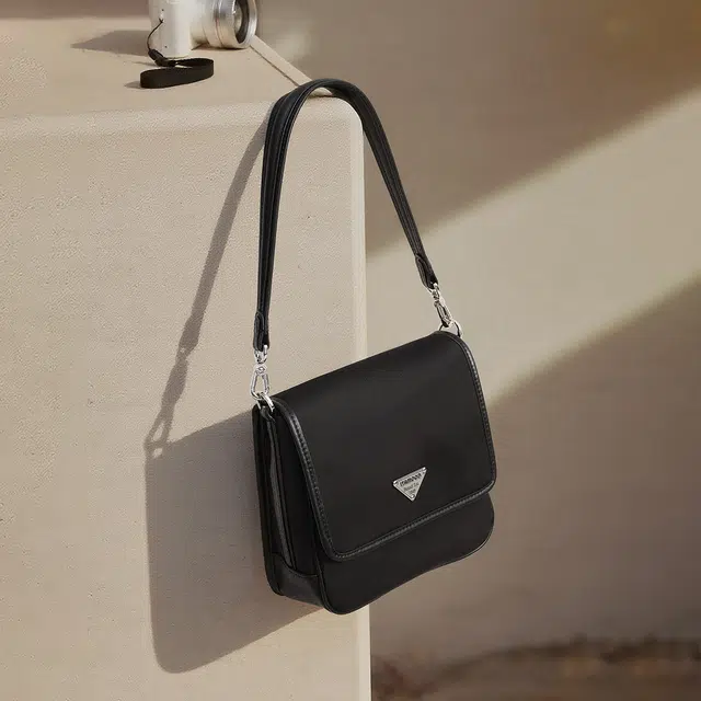 妙迪 复古时尚简约气质百搭小方包 织物 单肩腋下斜挎包 女款 子夜黑