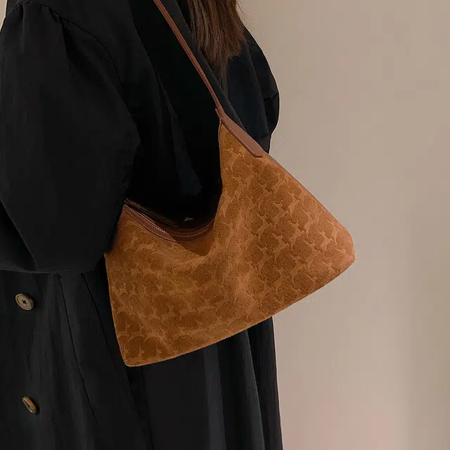 妙迪 早秋人气款冬季双面可背时尚潮流百搭托特包麂皮植鞣头层 牛皮革 单肩包 常规 女款 焦糖棕