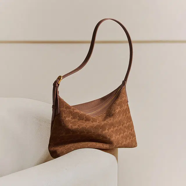 妙迪 早秋人气款冬季双面可背时尚潮流百搭托特包麂皮植鞣头层 牛皮革 单肩包 常规 女款 焦糖棕