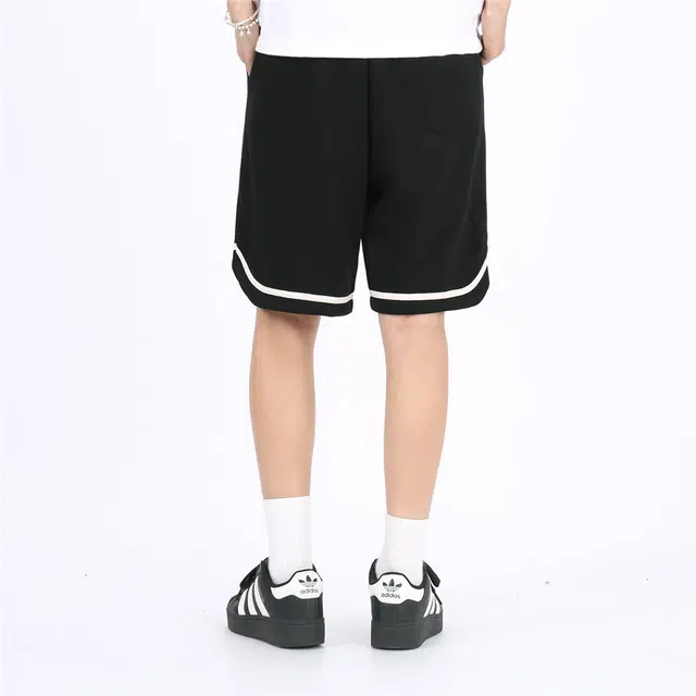 星际者 趣味字母美式高街卡通动漫篮球印花宽训练松系带五分休闲短裤 男女同款