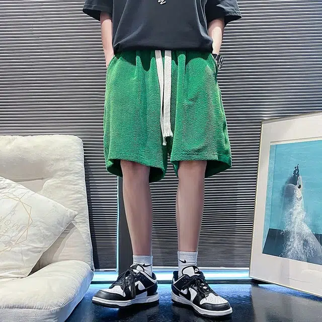 星际者 宽松直筒基础款简约百搭透气五分中腰休闲短裤 男女同款