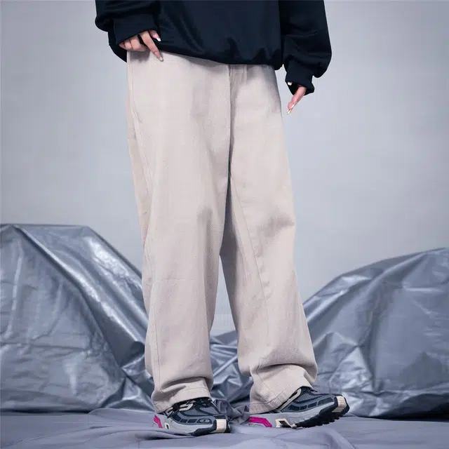 星际者 美式复古做旧水洗直筒牛仔裤 男女同款