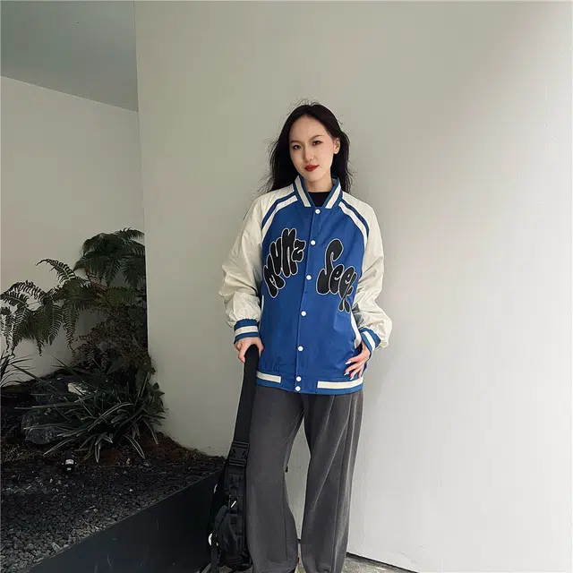 星际者 趣味字母印花宽松休闲夹克外套 男女同款