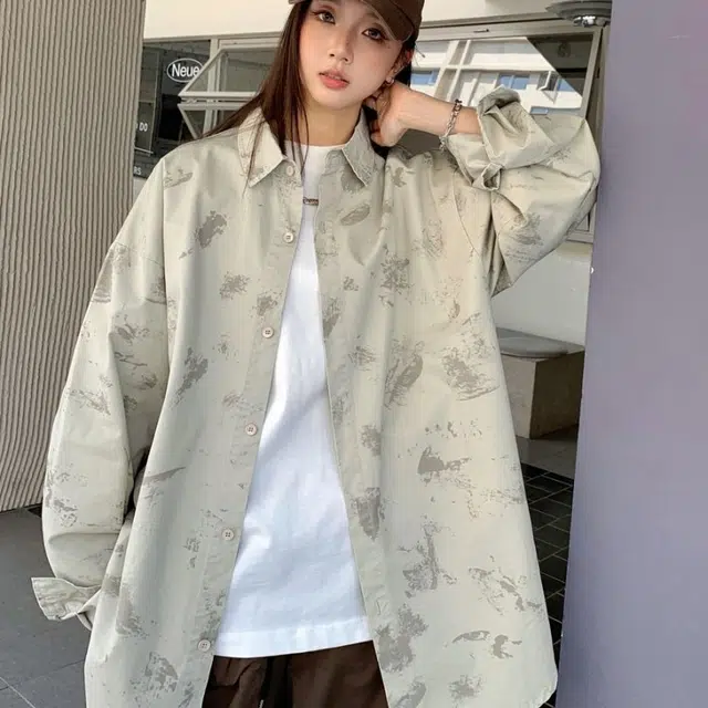 星际者 潮流时尚纯色透气耐磨水洗做旧长袖衬衫 男女同款
