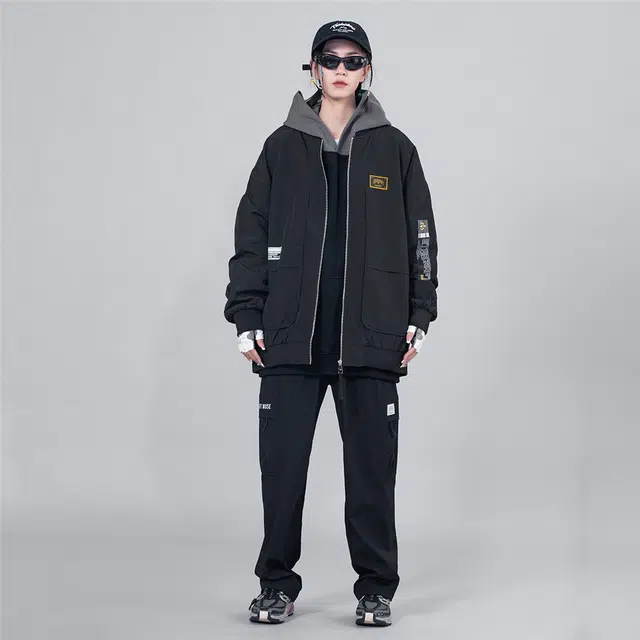 星际者 宽松休闲工装风夹克外套 男女同款 黑色