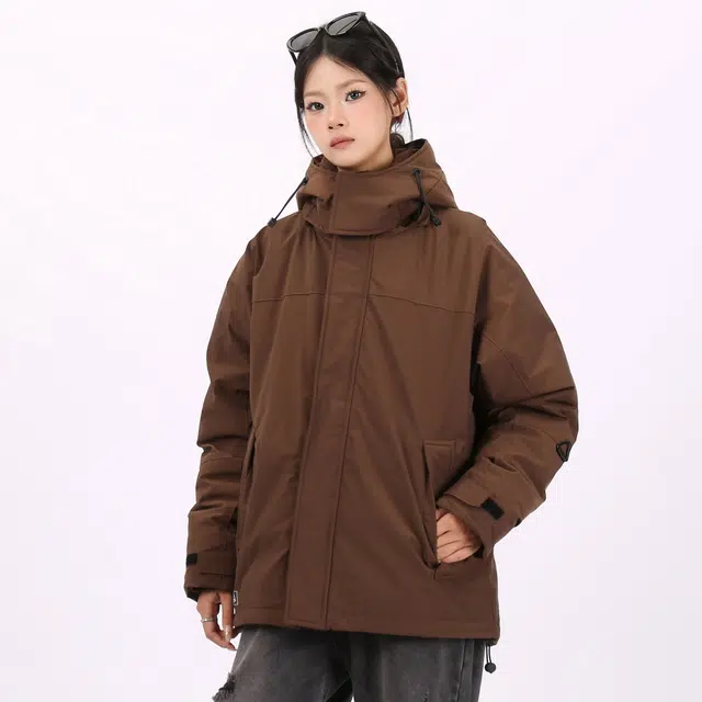 星际者 基础款加厚连帽宽松户外防风防寒保暖外套羽绒服 男女同款