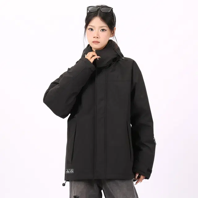 星际者 基础款加厚连帽宽松户外防风防寒保暖外套羽绒服 男女同款