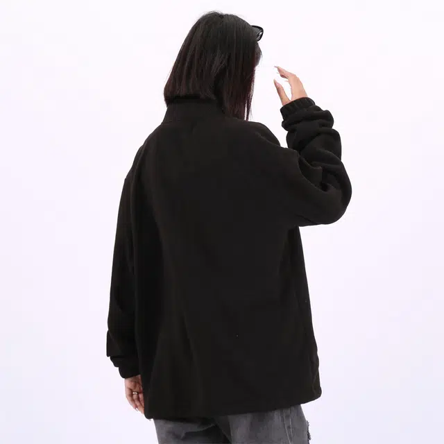 星际者 简约基础款字母印花保暖拉链简约宽松舒适夹克外套 男女同款