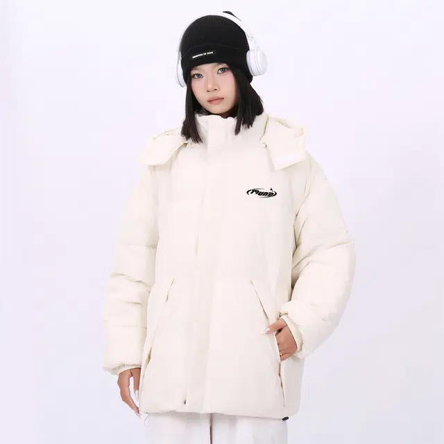 星际者 美式复古大口袋纯色百搭宽松休闲加厚连帽简约保暖棉服 男女同款