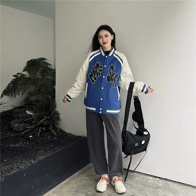 星际者 趣味字母印花宽松休闲夹克外套 男女同款