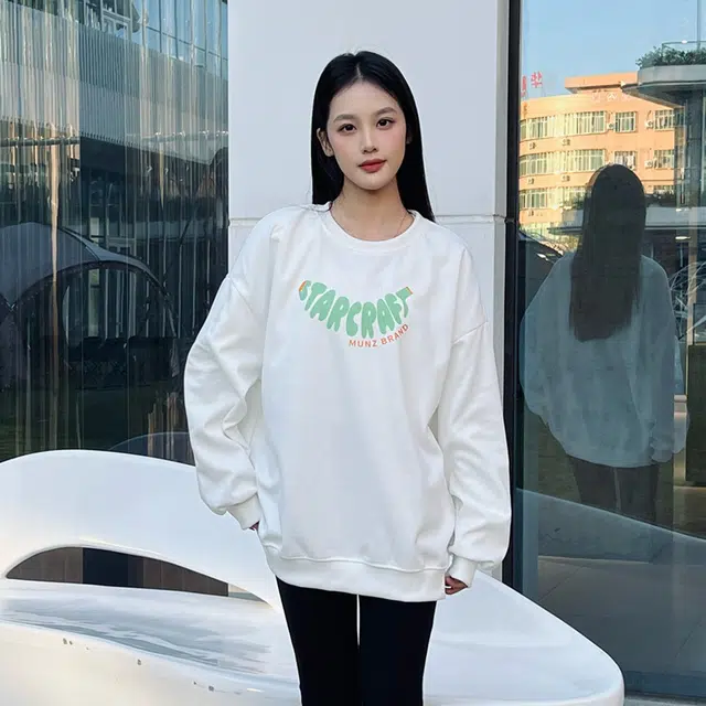 星际者 简约字母印花宽松圆领卫衣 男女同款 加绒加厚可选