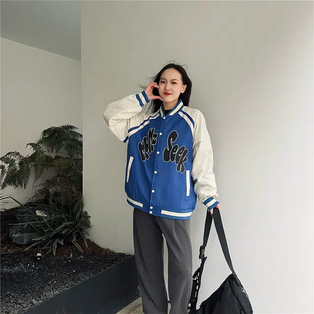 星际者 趣味字母印花宽松休闲夹克外套 男女同款