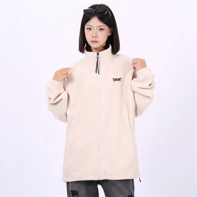 星际者 简约基础款字母印花保暖拉链简约宽松舒适夹克外套 男女同款