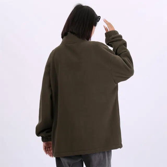 星际者 简约基础款字母印花保暖拉链简约宽松舒适夹克外套 男女同款